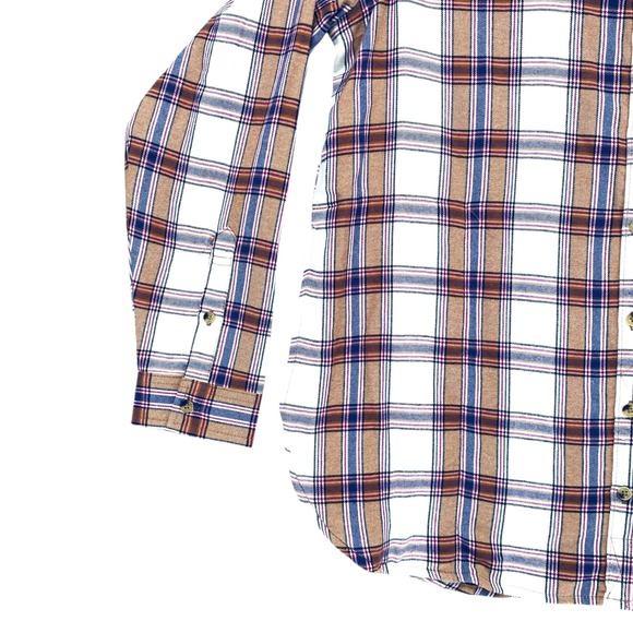 Lucky Brand Boyfriend Plaid Flannel Shirt Long Sleeve Button Up Top Size L - Picture 5 of 8